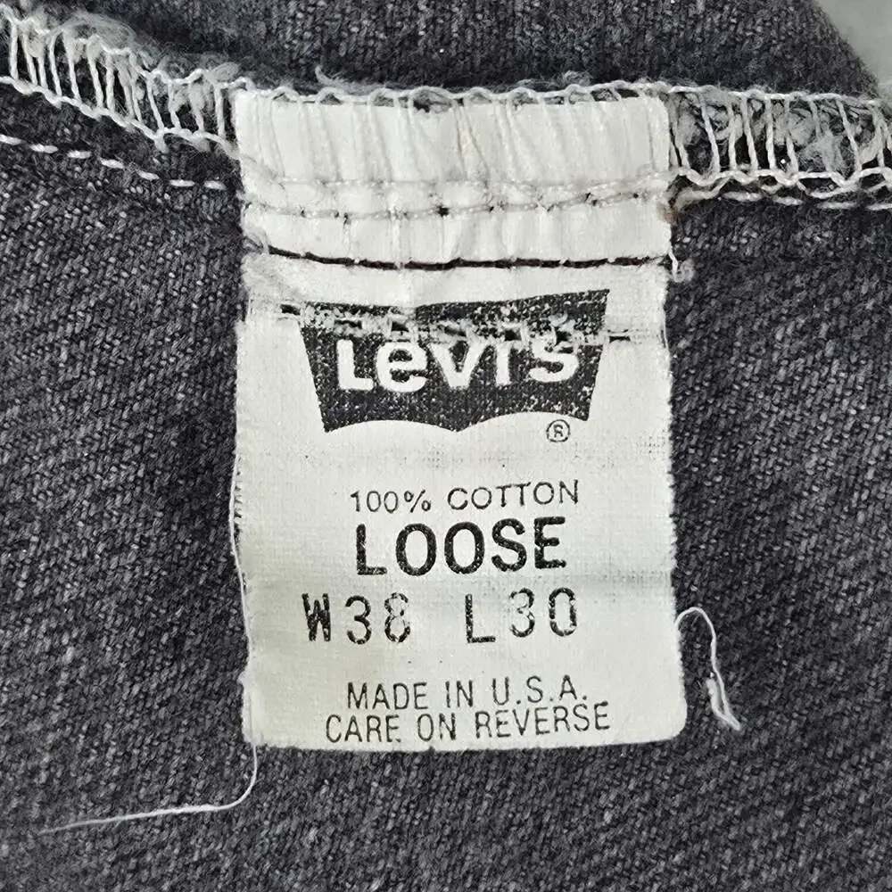 Vintage 90s Levis 545 Orange Tab Jeans Mens 38x28 Black USA Saddle Distressed